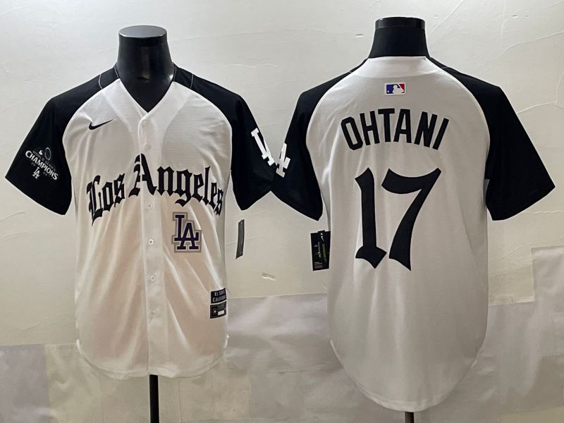 Men 2025 Los Angeles Dodgers #17 Ohtani White black Five generations Joint Name Nike MLB Jersey style 5264->->